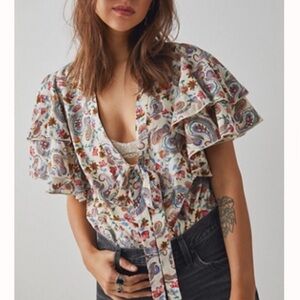 Call me Later Free People flutter sleeve bodysuit